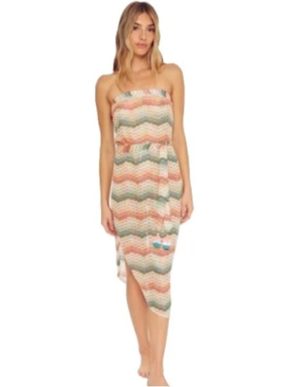New Trina Turk Mirage Med. Strapless Crochet Swimsuit Beach Pool Cover-Up Dress.